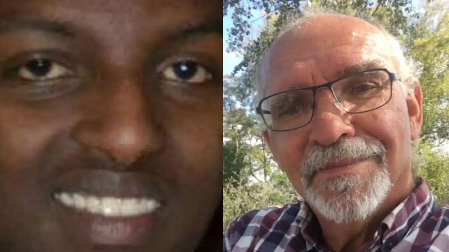 Den sigtede Ahmed Omar Mohamed (TV) - som har skiftet navn - og 77-årige Henrik Johansen (th)