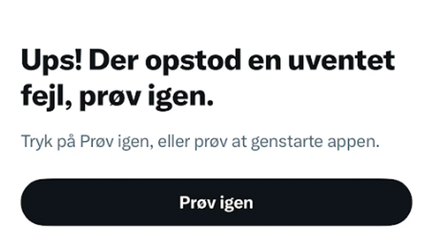 Fredag eftermiddag er der meldinger om tekniske problemer hos X.