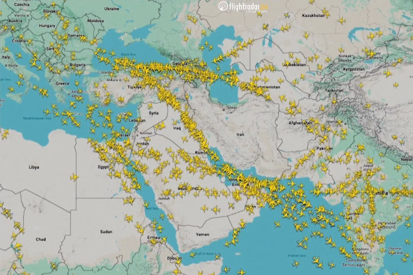 Billedet er fra torsdag, hvor Iran midlertidigt lukkede sit luftrum på grund af bekymringer for en militær aktion. (Arkivfoto).