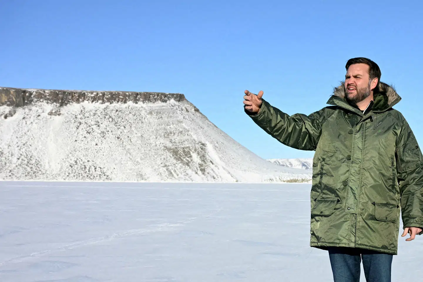 USA's vicepræsident, J.D. Vance, var i marts sidste år på besøg i en amerikansk militærbase i Grønland. (Arkivfoto).