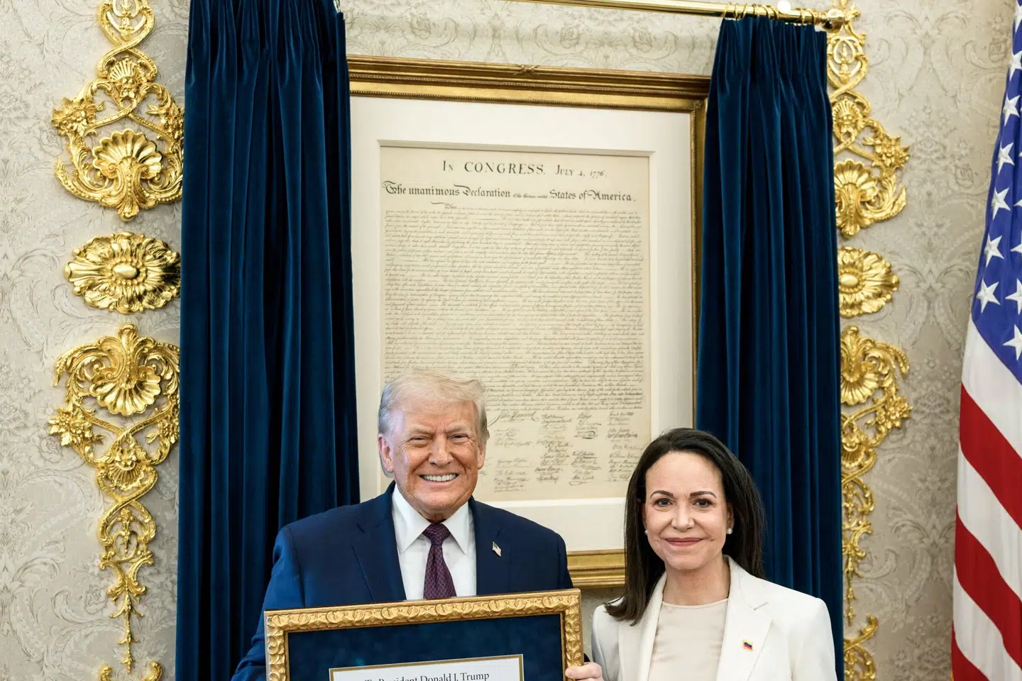 Den venezuelanske oppositionsleder Maria Corina Machado videregav torsdag sin fredspris til USA's præsident, Donald Trump. (Arkivfoto).