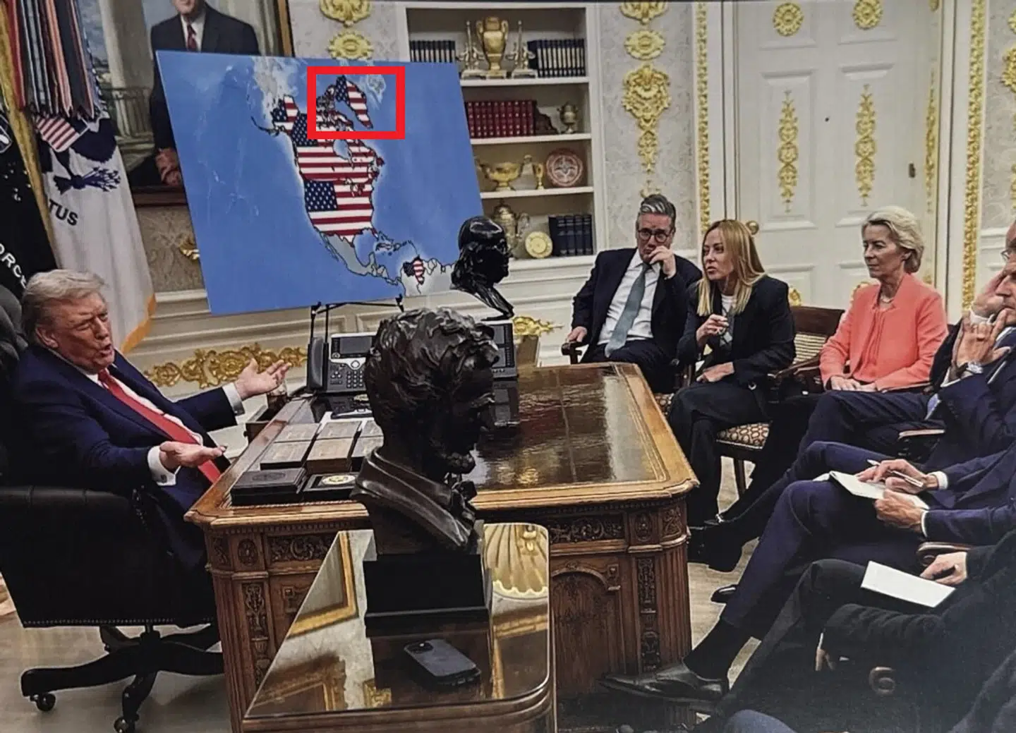 Trump delte mandag morgen dansk tid dette billede på sit sociale medie Truth Social. Billedet er redigeret.