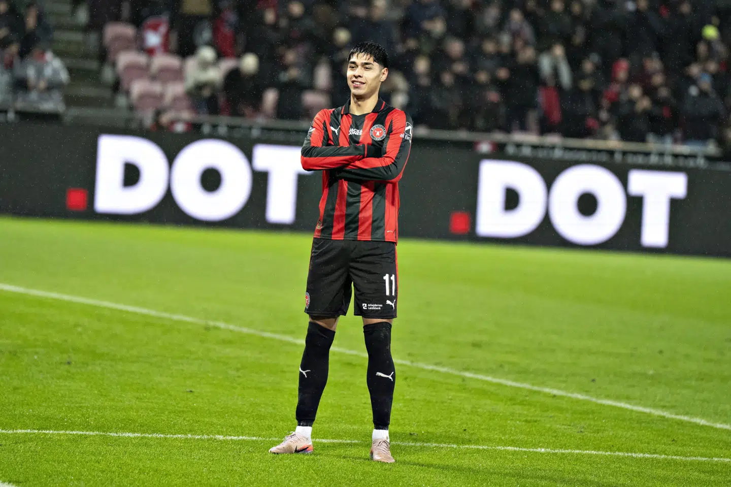 Dario Osorio jubler efter en scoring mod FC Nordsjælland. (Arkivfoto).