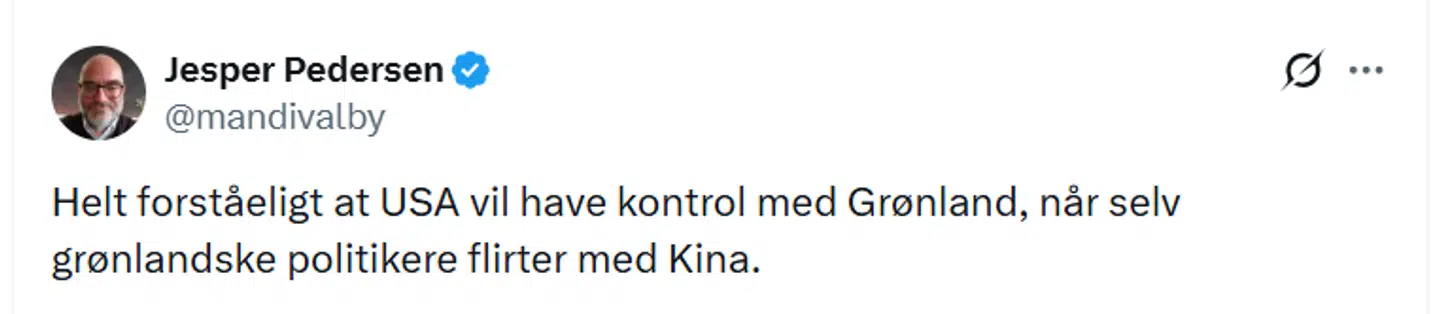 Her ses et af de opslag på det sociale medie X, der nu har ført til Jesper Pedersens eksklusion fra Dansk Folkeparti.