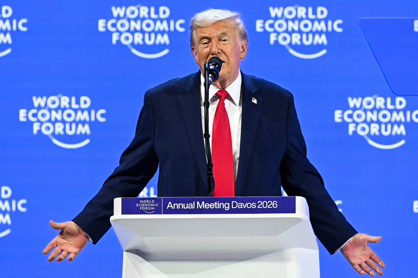 Fra talerstolen på World Economic Forum i Davos i Schweiz siger den amerikanske præsident Donald Trump, at han ikke vil bruge magt for at få Grønland.