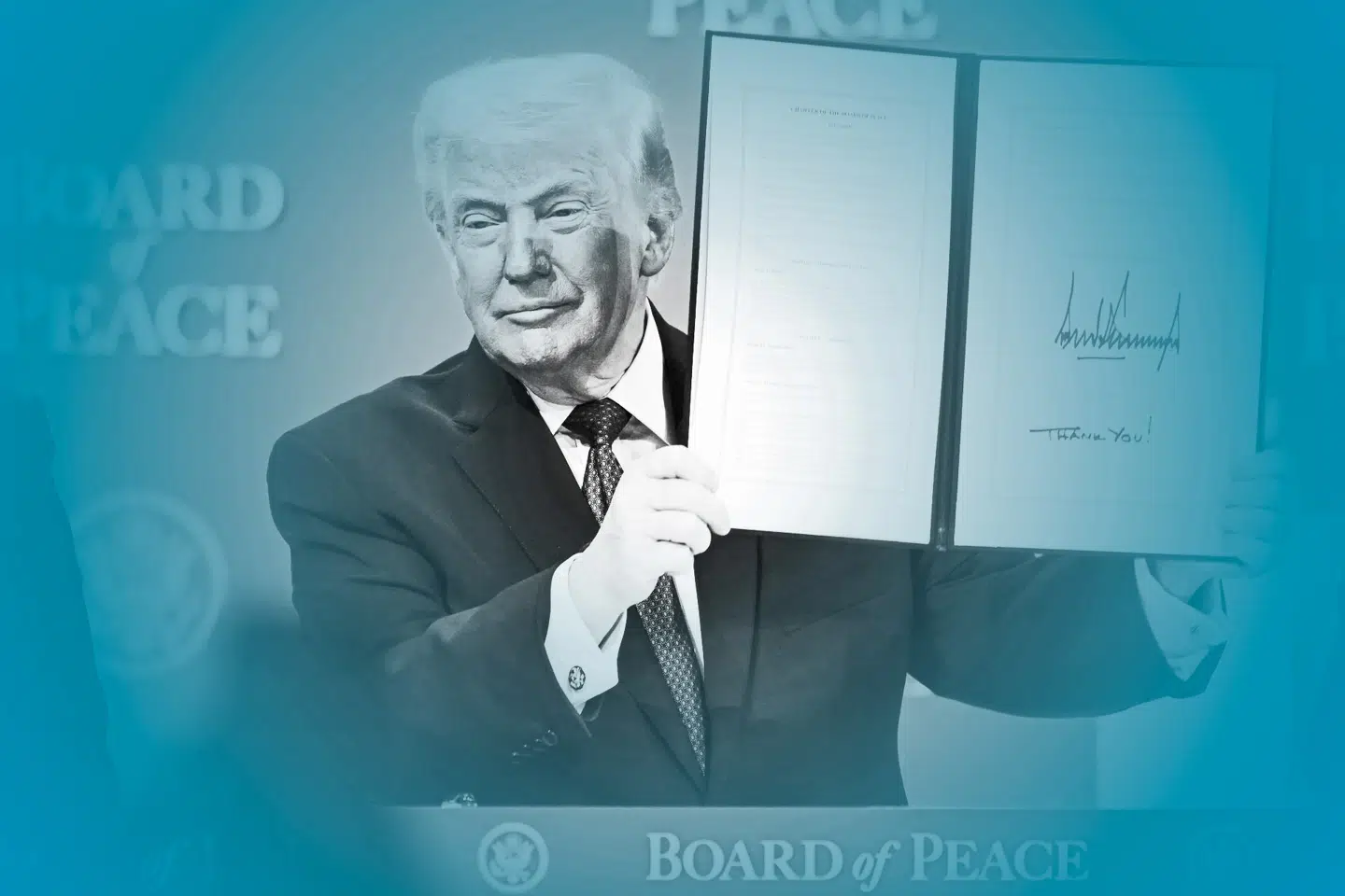 Trump annoncerede stiftelsen af en ny international organisation, et »fredsråd«, ved en ceremoni i Davos, Schweiz, torsdag den 22. januar. Fabrice Coffrini/AFP/Ritzau Scanpix