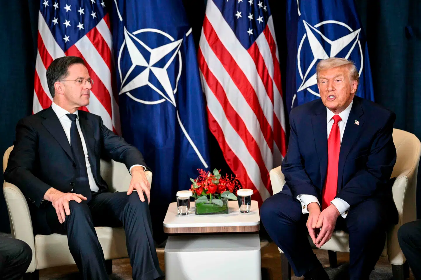 Mark Rutte og Donald Trump onsdag under et bilateralt møde til World Economic Forum i Davos i Schweiz.