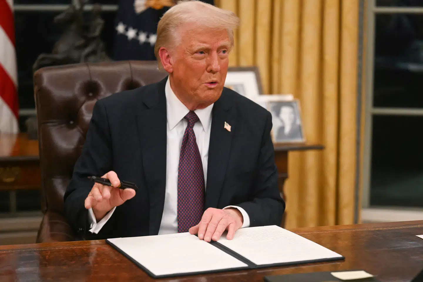 Sådan så det ud, da USA's præsident, Donald Trump, med et pennestrøg trak USA ud af Verdenssundhedsorganisationen (WHO) sidste år. Nu er USA officielt ikke længere en del af WHO, som dermed har mistet sin største bidragyder. (Arkivfoto).