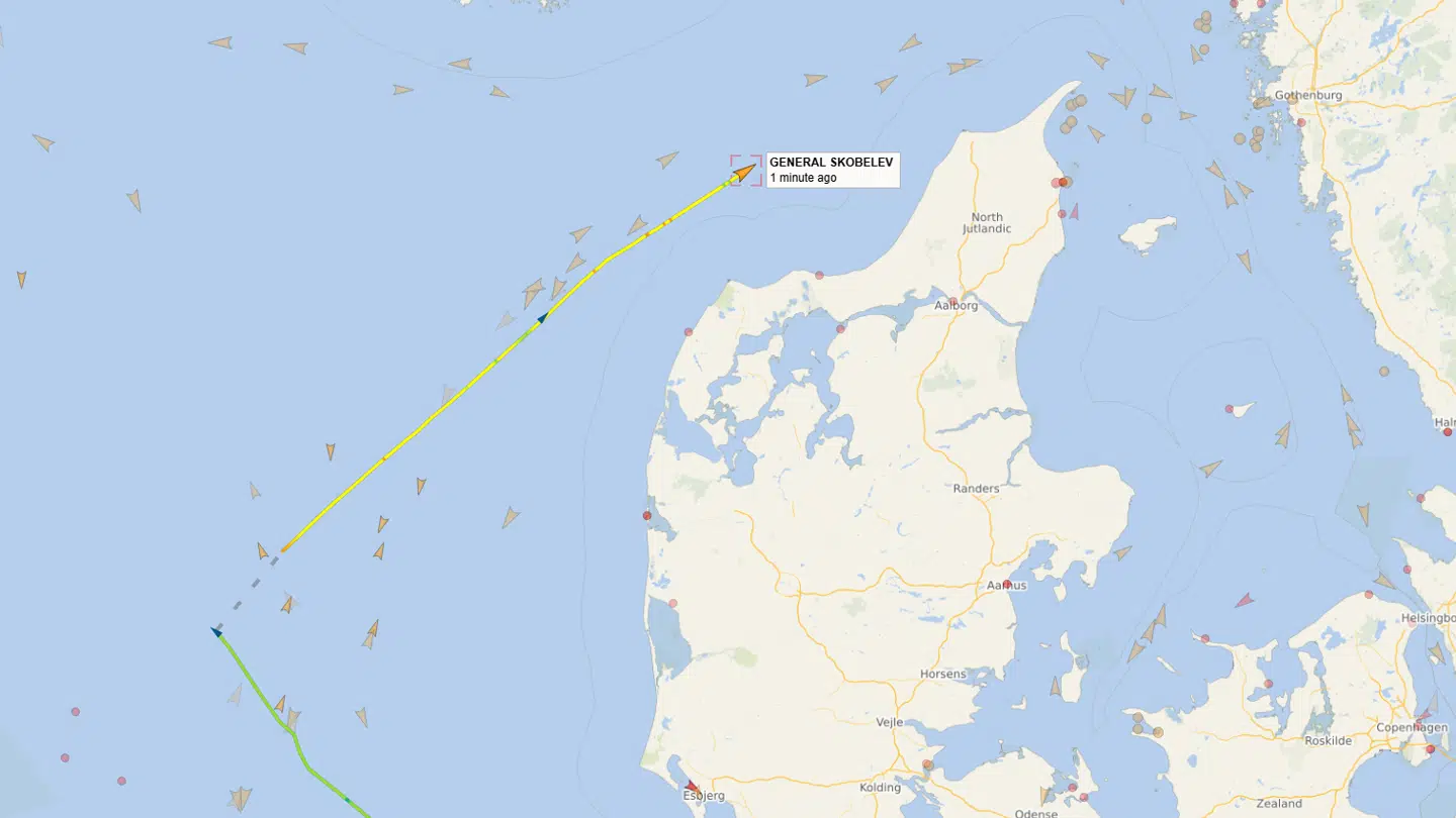 Skibet er på vej mod havn i Skt. Petersborg.