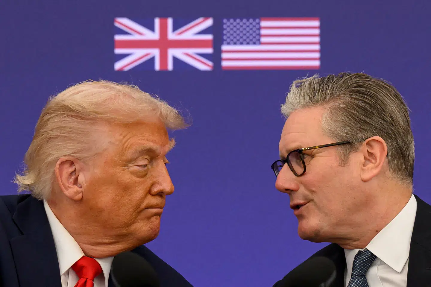 Billedet er taget den 18. september sidste år, hvor Trump og Starmer mødtes i britiske Aylesbury. Starmer har kritiseret udtalelser fra Trump om Nato-soldater i Afghanistan. (Arkivfoto).