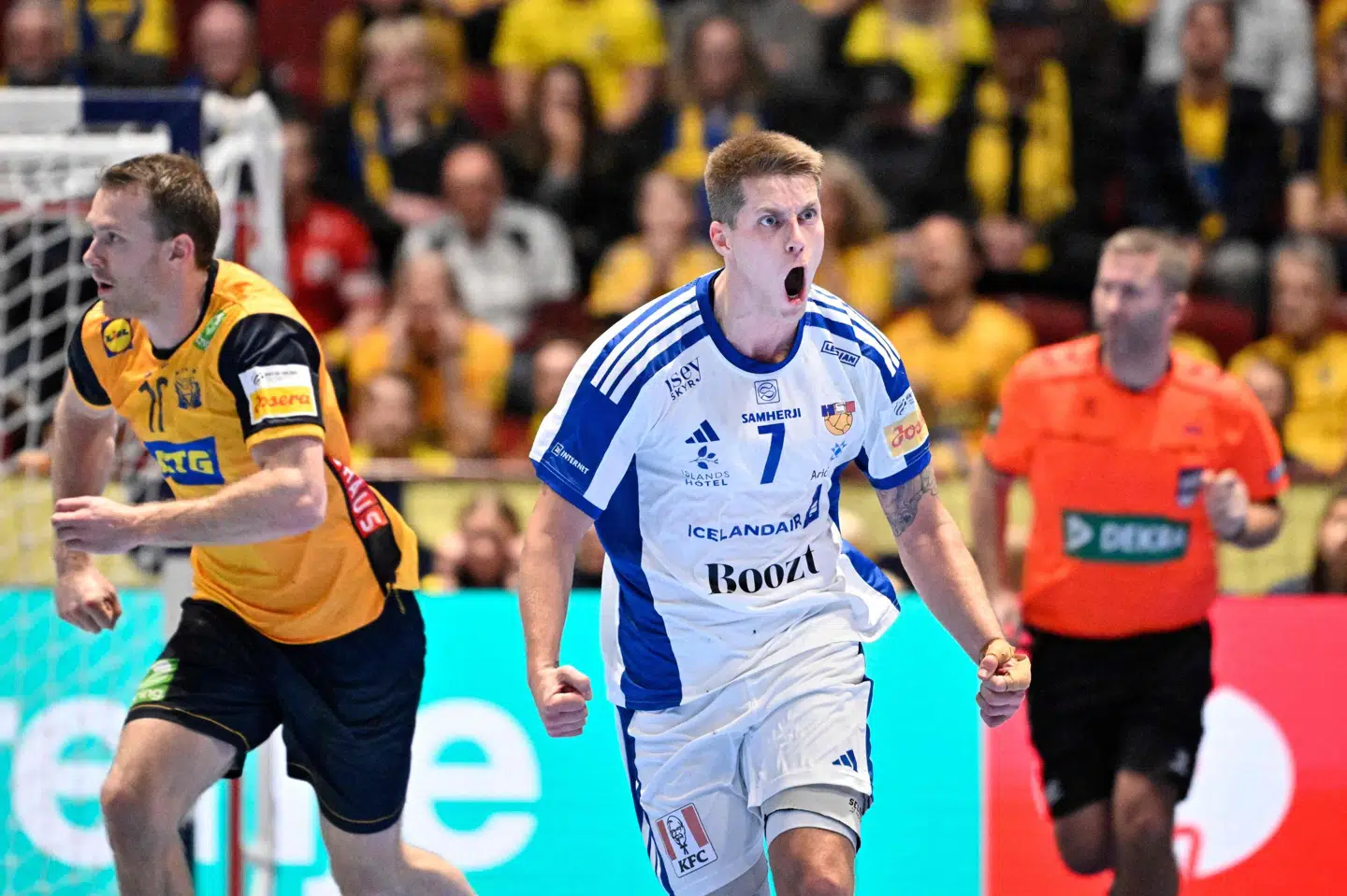 Viggó Kristjánsson blev kampens topscorer, da Island besejrede Sverige ved EM.