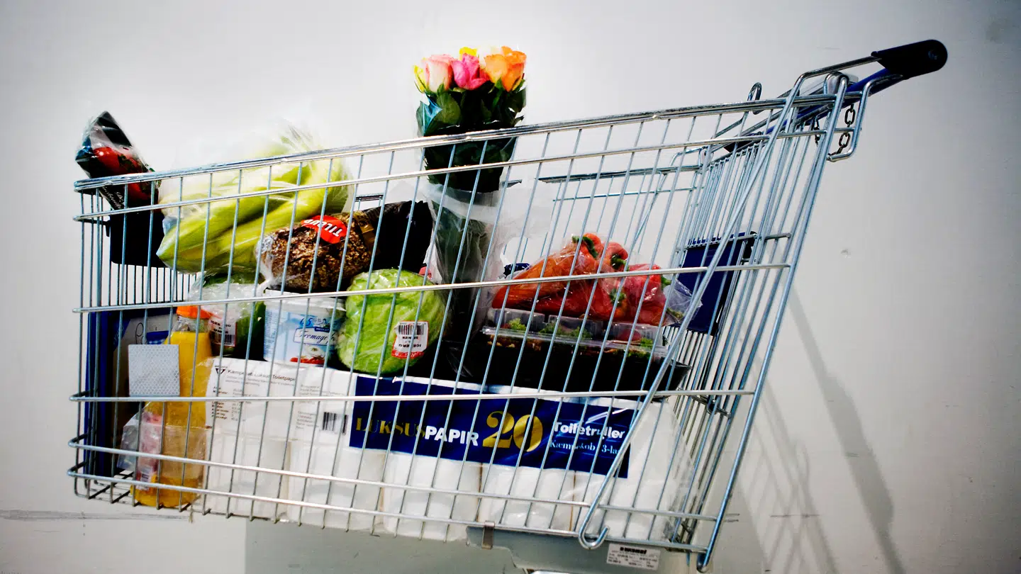 (Arkiv-foto) Stigende fødevarepriser. Indkøbsvogn til grafik.