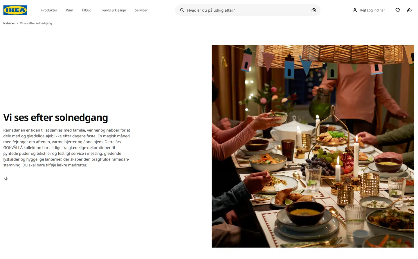 Sådan præsenterer IKEA sin Ramadankollektion på sin danske hjemmeside.