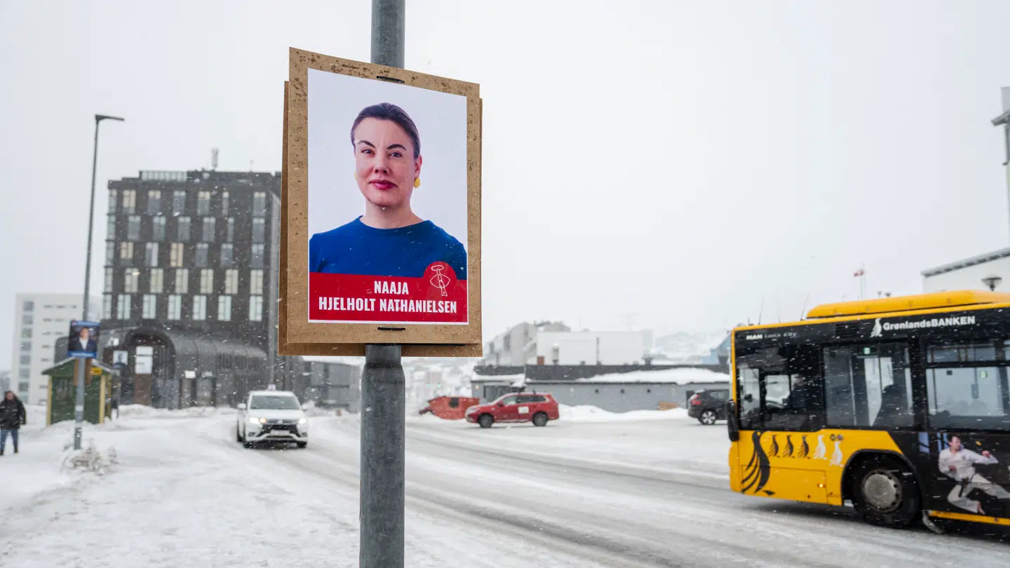 Valgplakat for Naaja H. Nathanielsen fra Inuit Ataqatigiit i Nuuk søndag den 9. marts 2025.