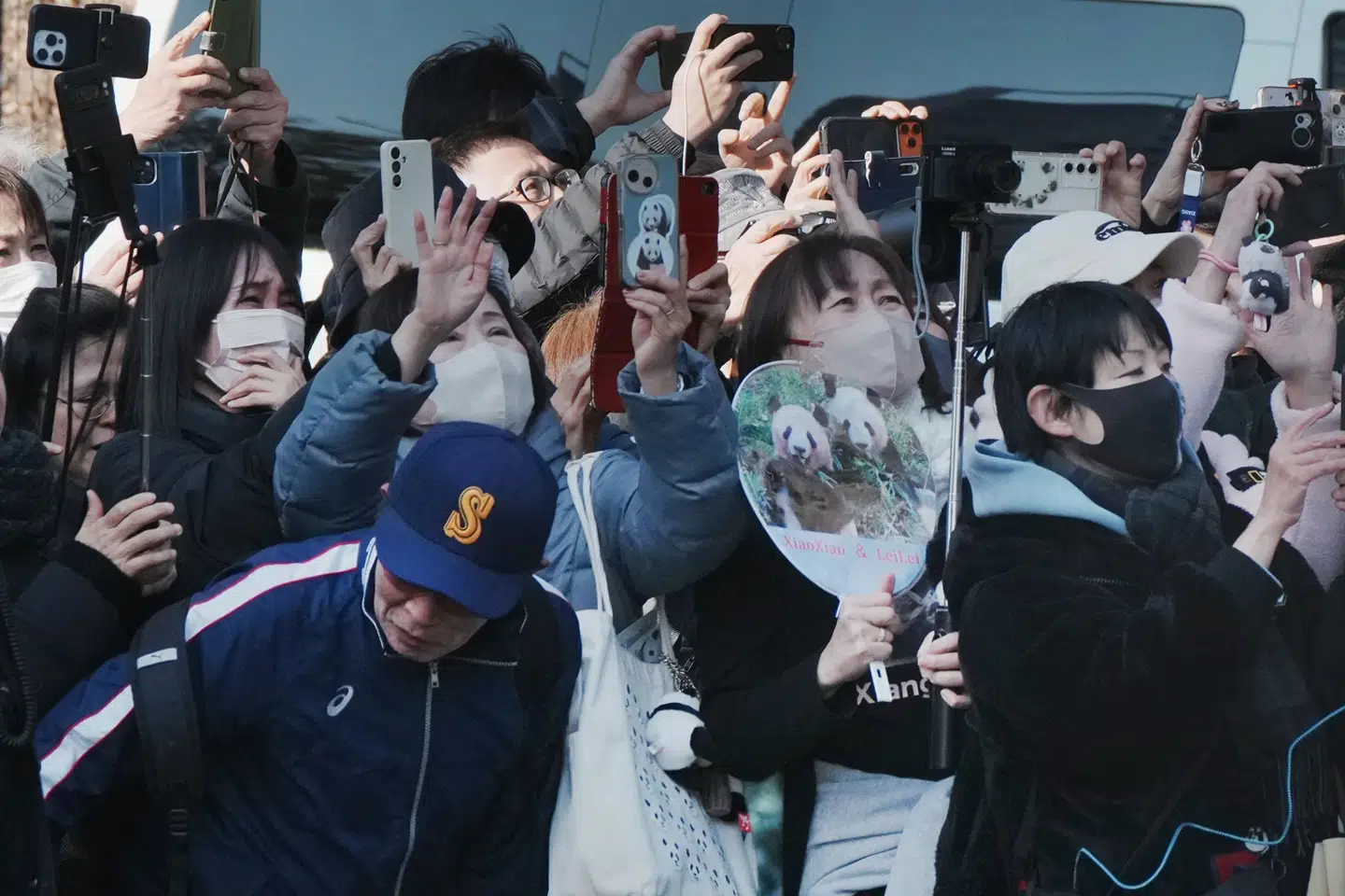 Mange var mødt op for at tage afsked med pandaerne Xiao Xiao og Lei Lei, da de tidligere tirsdag blev transporteret ud af den zoologiske have i Japan.