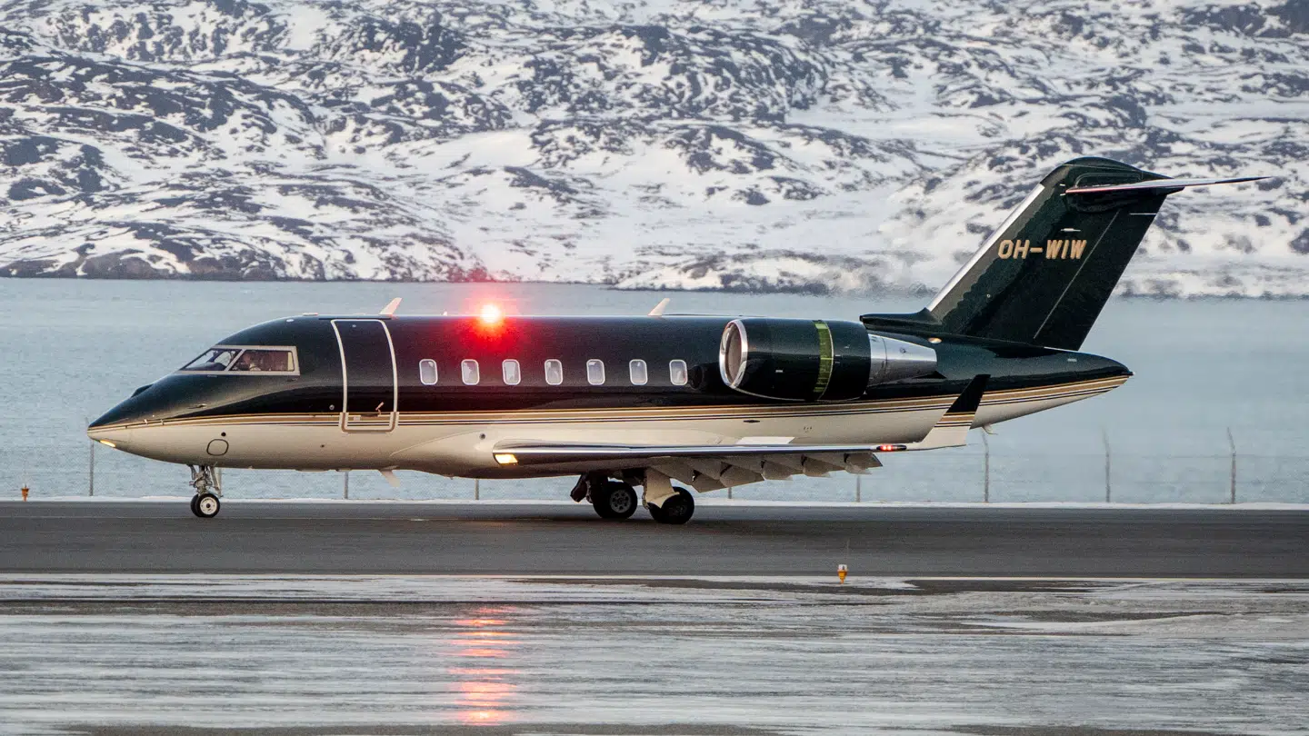 Flyet med statsminister Mette Frederiksen, da det landede i fredags.