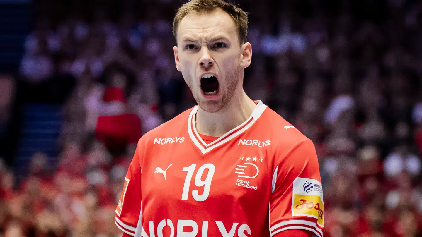Danmarks Mathias Gidsel under EHF Euro 2026 mellemrunden herrehåndboldkampen mellem Danmark og Spanien i Jyske Bank Boxen i Herning, lørdag den 24. januar 2026.