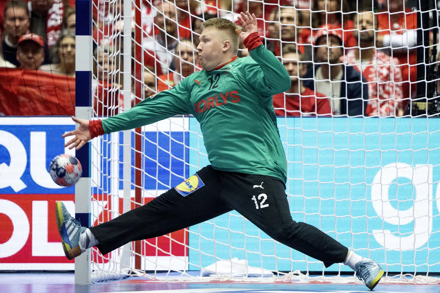 Emil Nielsen endte med en redningsprocent på næsten 35 i onsdagens EM-opgør mod Norge.