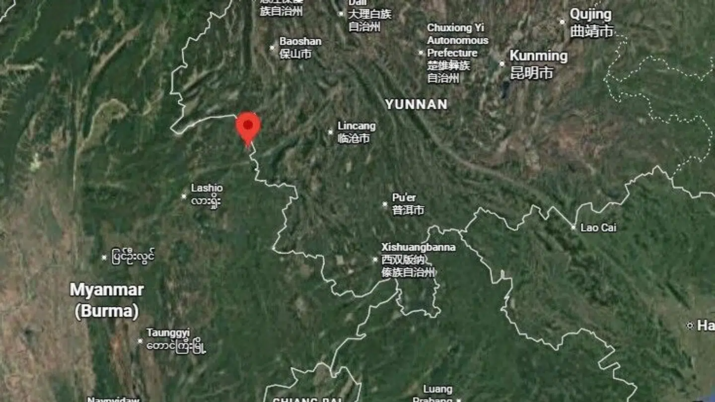 Her ligger Laukkaing tæt på grænsen til Kina.