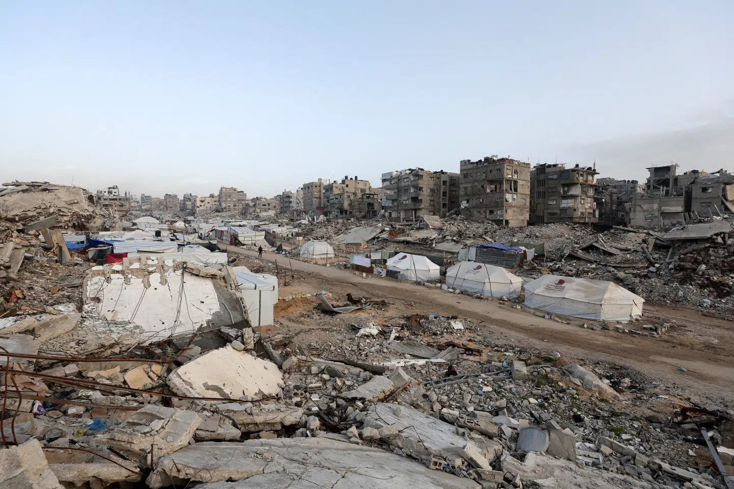 En teltlejr for internt fordrevne palæstinensere i Gaza. (Arkivfoto).