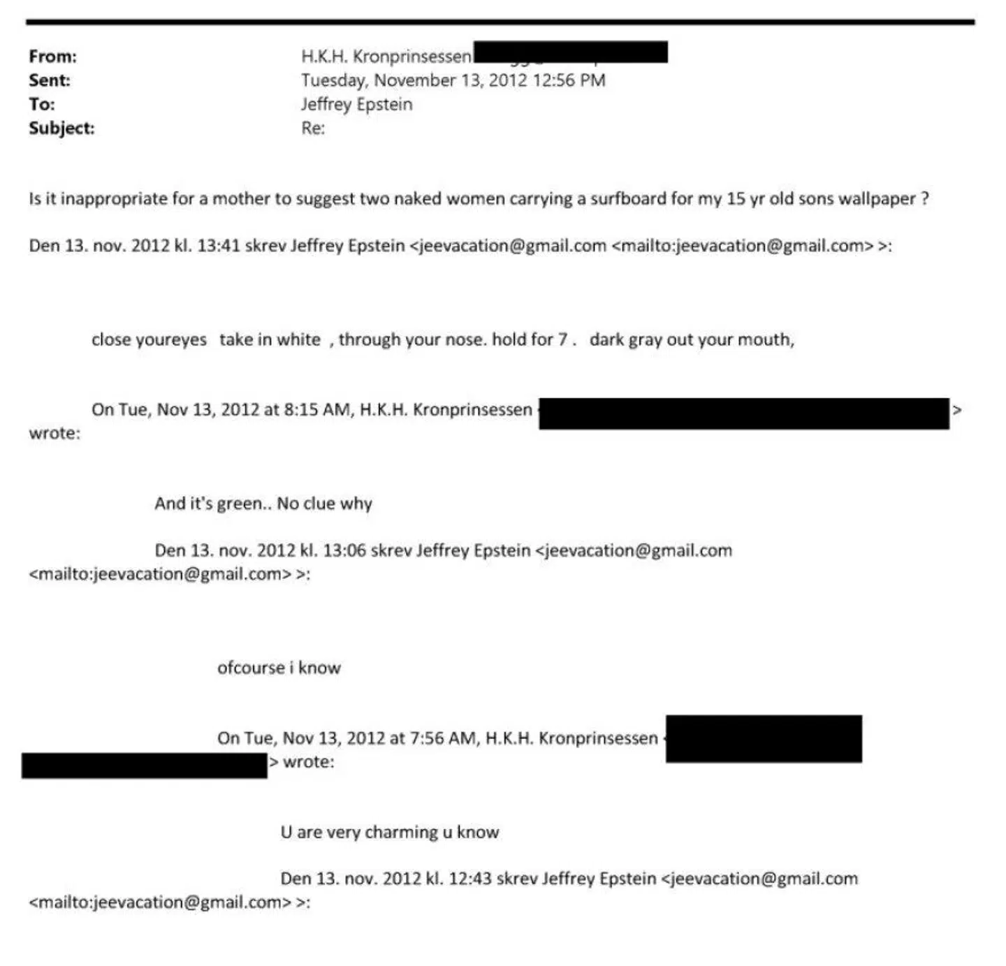 Sådan lyder samtalen mellem kronprinsesse Mette-Marit og Epstein.