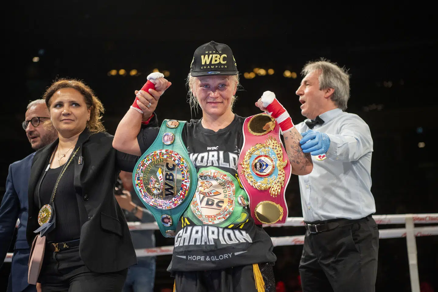 Dina Thorslund har tidligere været verdensmester i bantamvægt hos både WBO og WBC. Hun mistede sine titler i 2025, da hun blev gravid. Nu jagter hun VM-bælterne i 2026, som formentlig er karrierens sidste år i ringen. (Arkivfoto).