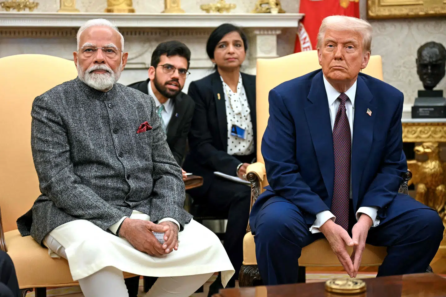 Indiens premierminister, Narendra Modi, besøgte Donald Trump i Det Hvide Hus i februar sidste år. Mandag har de indgået en handelsaftale. (Arkivfoto).