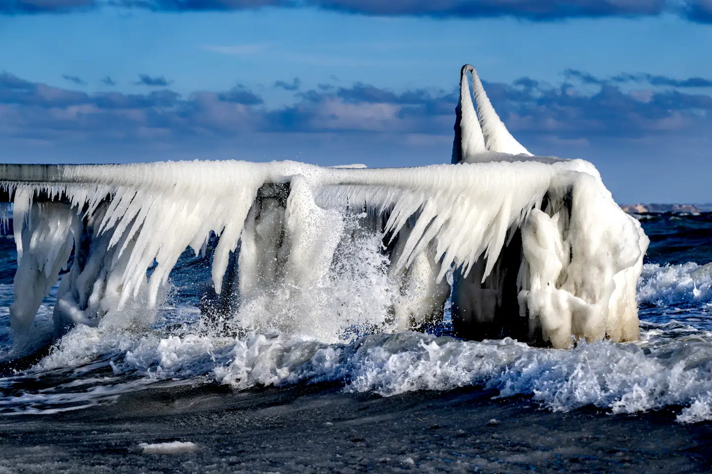 Vinteren bider i den grad fra sig i disse dage. Badebro nord for København mandag den 2. februar.