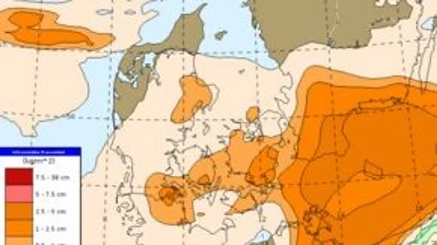 Her ses en grafik over udviklingen i torsdagens snevejr.