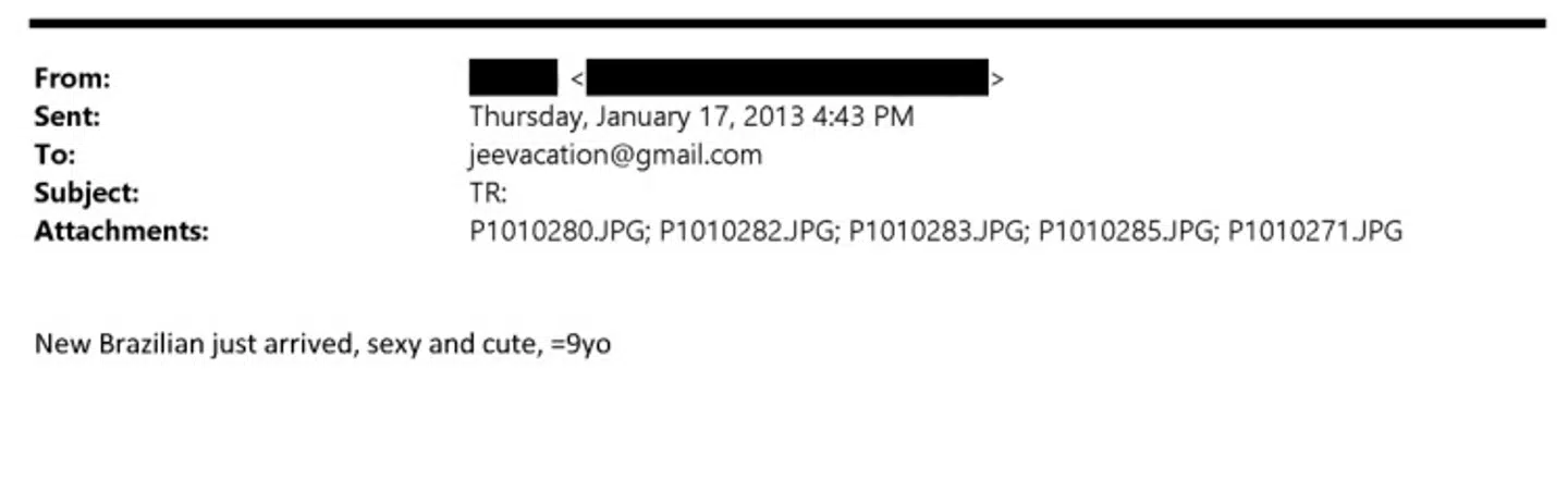 Mail til Epstein om en mulig blot niårig.