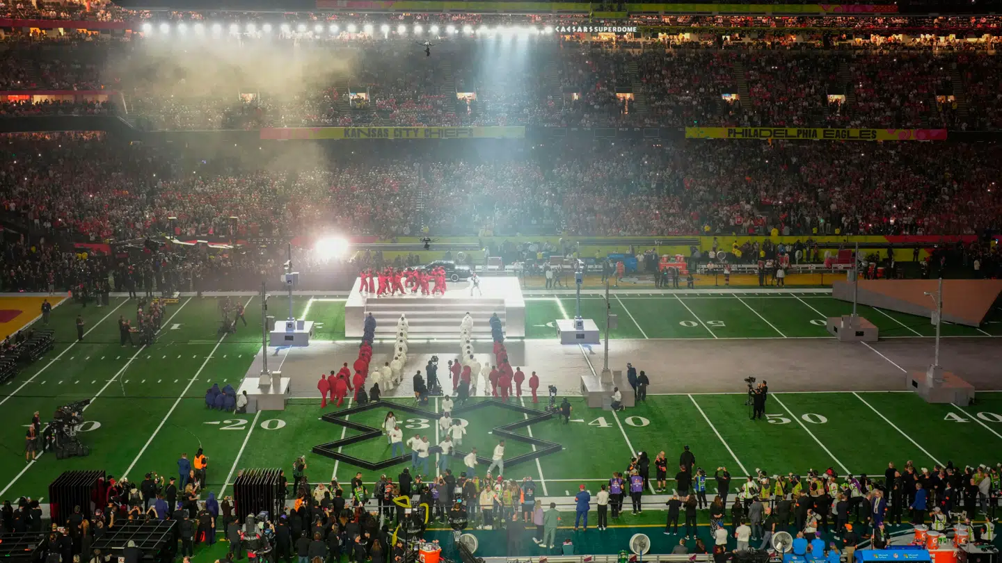 Sådan så det ud, da Kendrick Lamar senest spillede i pausen til Super Bowl.