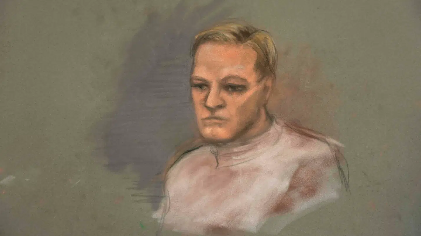 En tegning af Marius Borg Høiby fra den første dag i retssagen tirsdag.