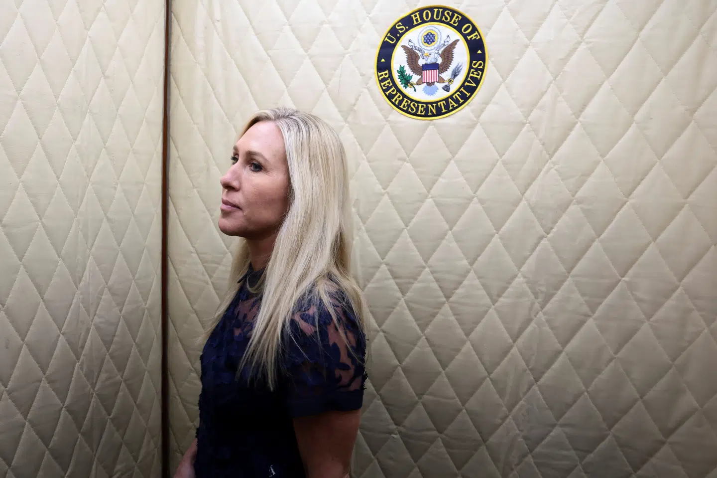 I november meddelte Marjorie Taylor Greene efter en strid med Donald Trump, at hun ville forlade sin plads i Repræsentanternes Hus. Natten til torsdag peger Trump på sin favorit til valg, hvor Greenes erstatning skal findes. (Arkivfoto).