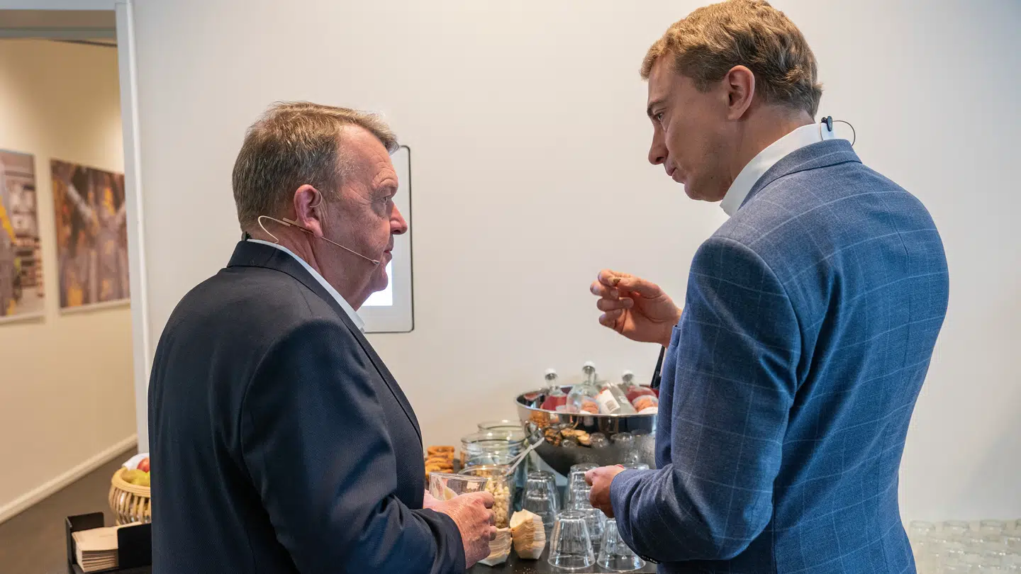 Lars Løkke Rasmussen og Morten Messerschmidt under valgkampen i 2022.