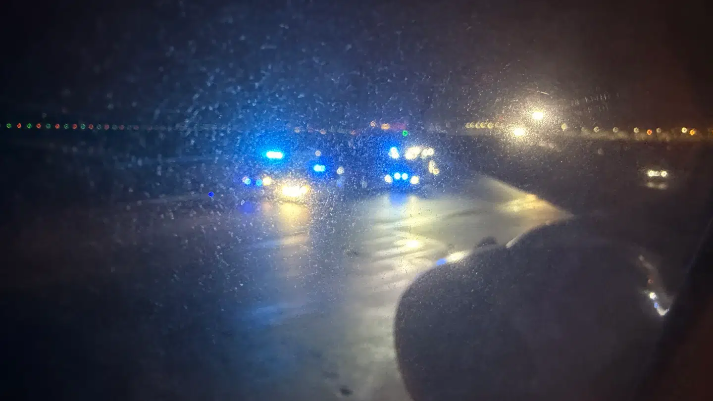 Her ses udsigten fra Henrik Madsens vindue efter den hårde opbremsning.