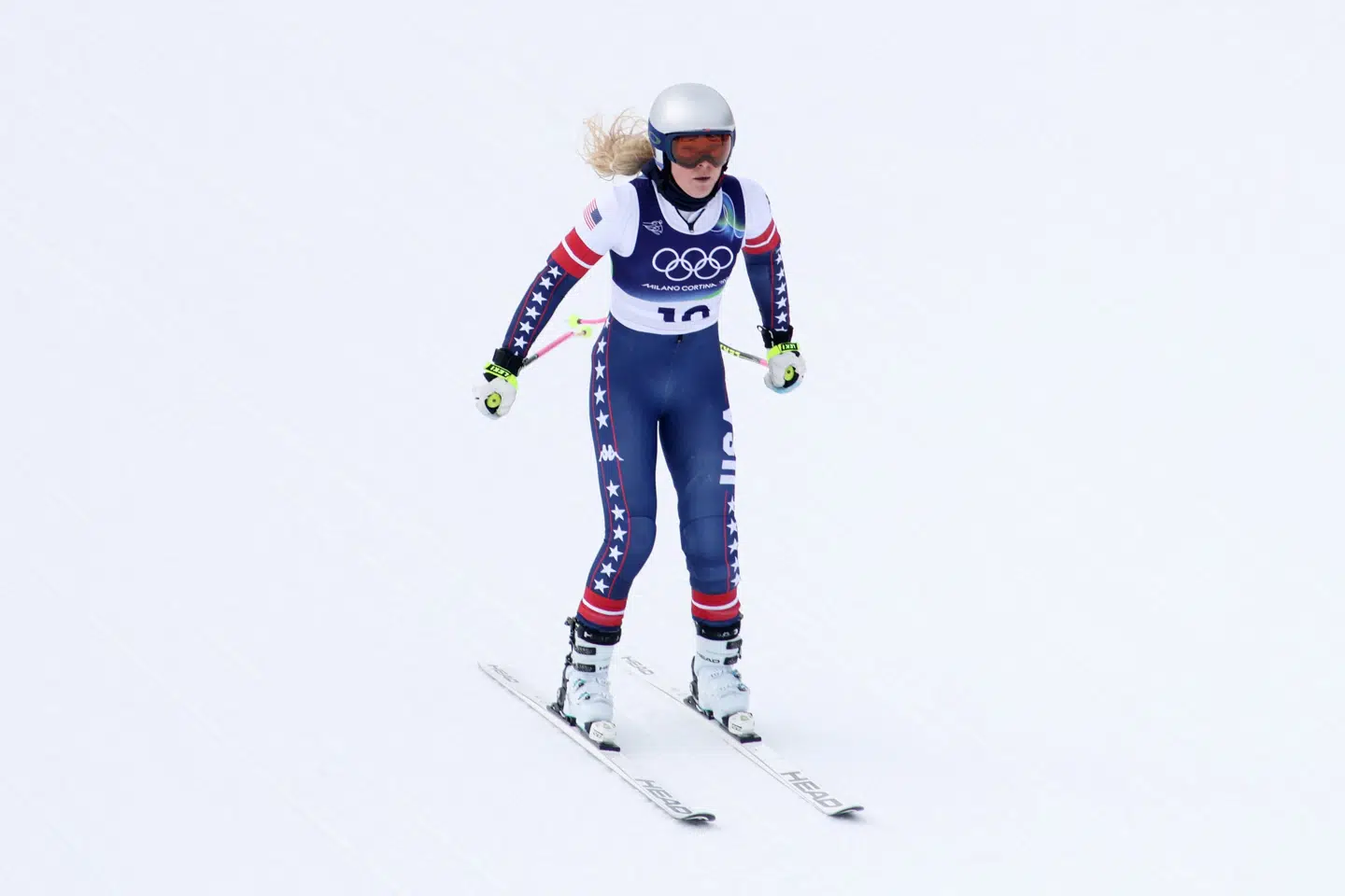 Lindsey Vonn ses her under fredagens træning.