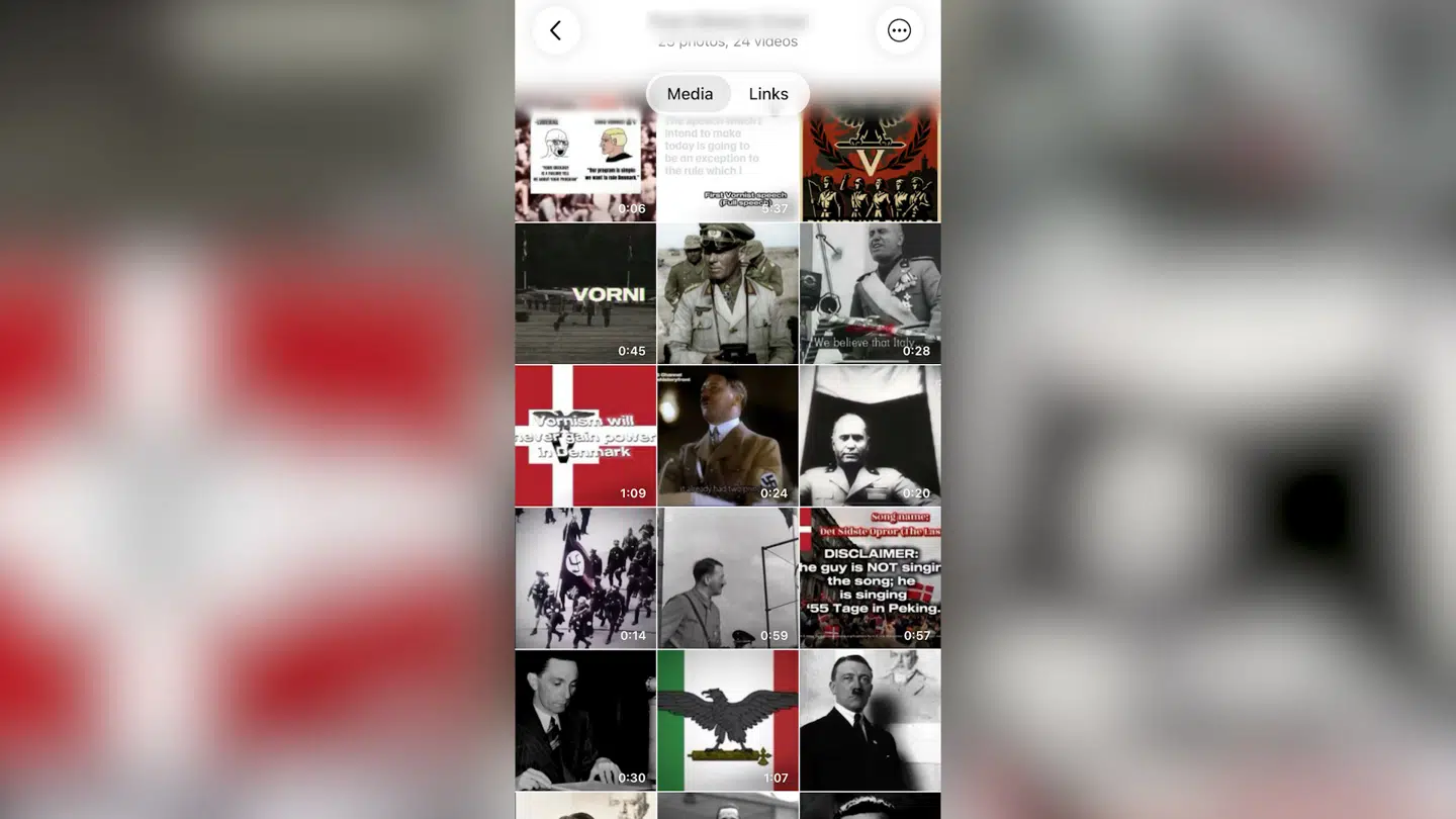 Her ses et udsnit af det delte materiale i en af National Front Fædrelands Telegram-kanaler.