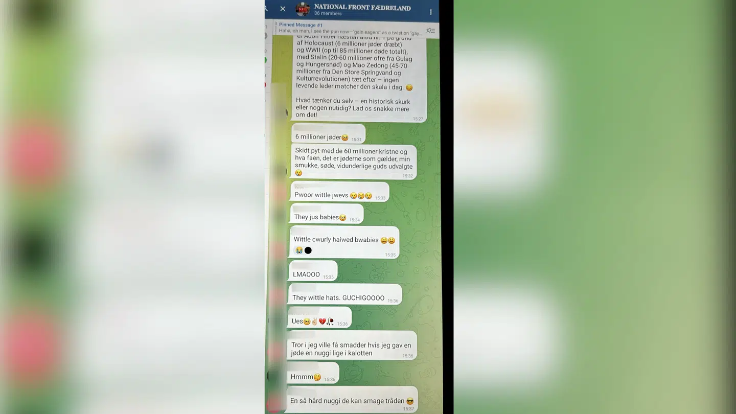 Her ses medlemmer af National Front Fædreland diskutere med en chatbot, mens de benægter holocaust, nazisternes folkemord på jøder.
