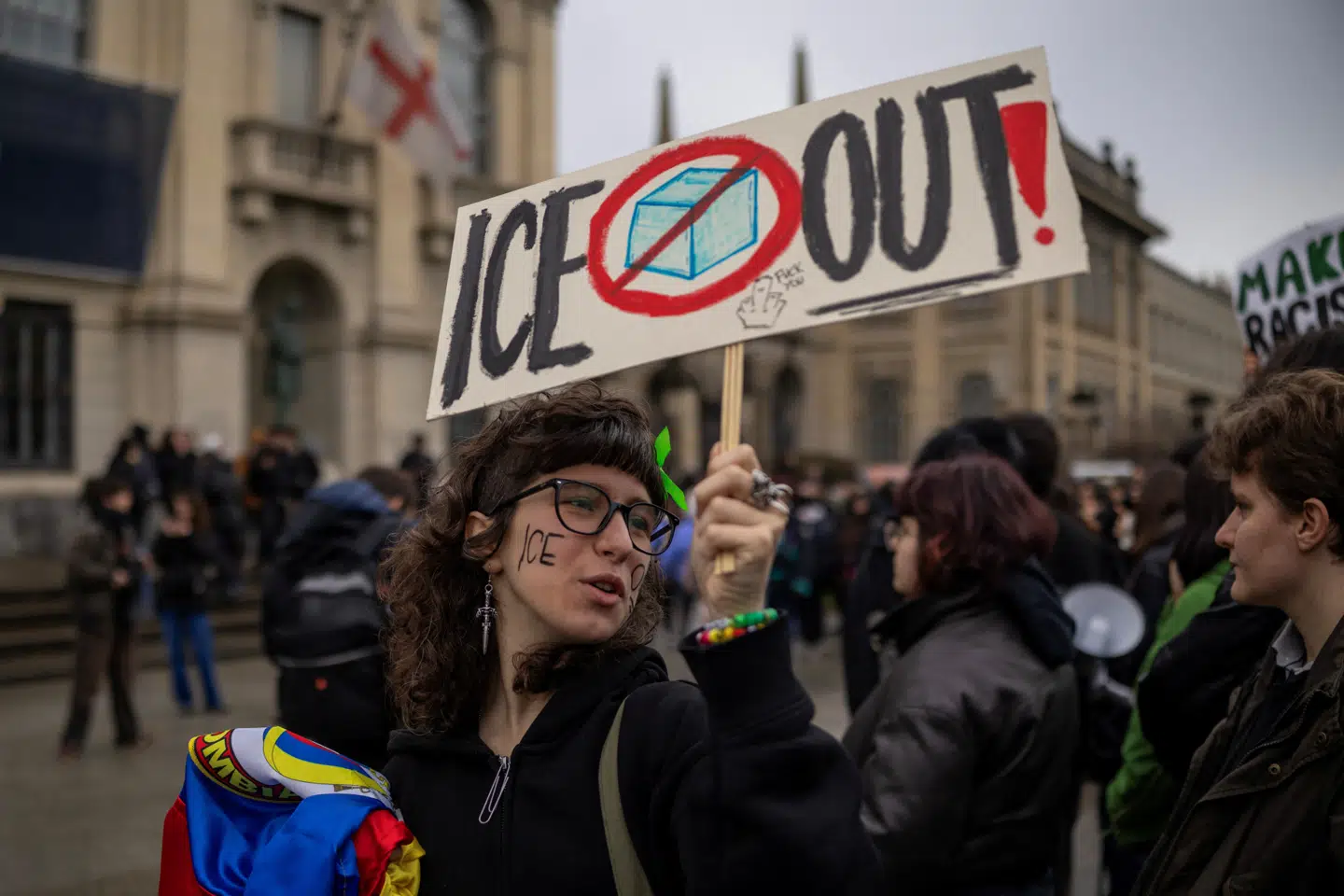 Demonstranterne protesterede blandt andet mod tilstedeværelsen af amerikanske ICE-agenter.