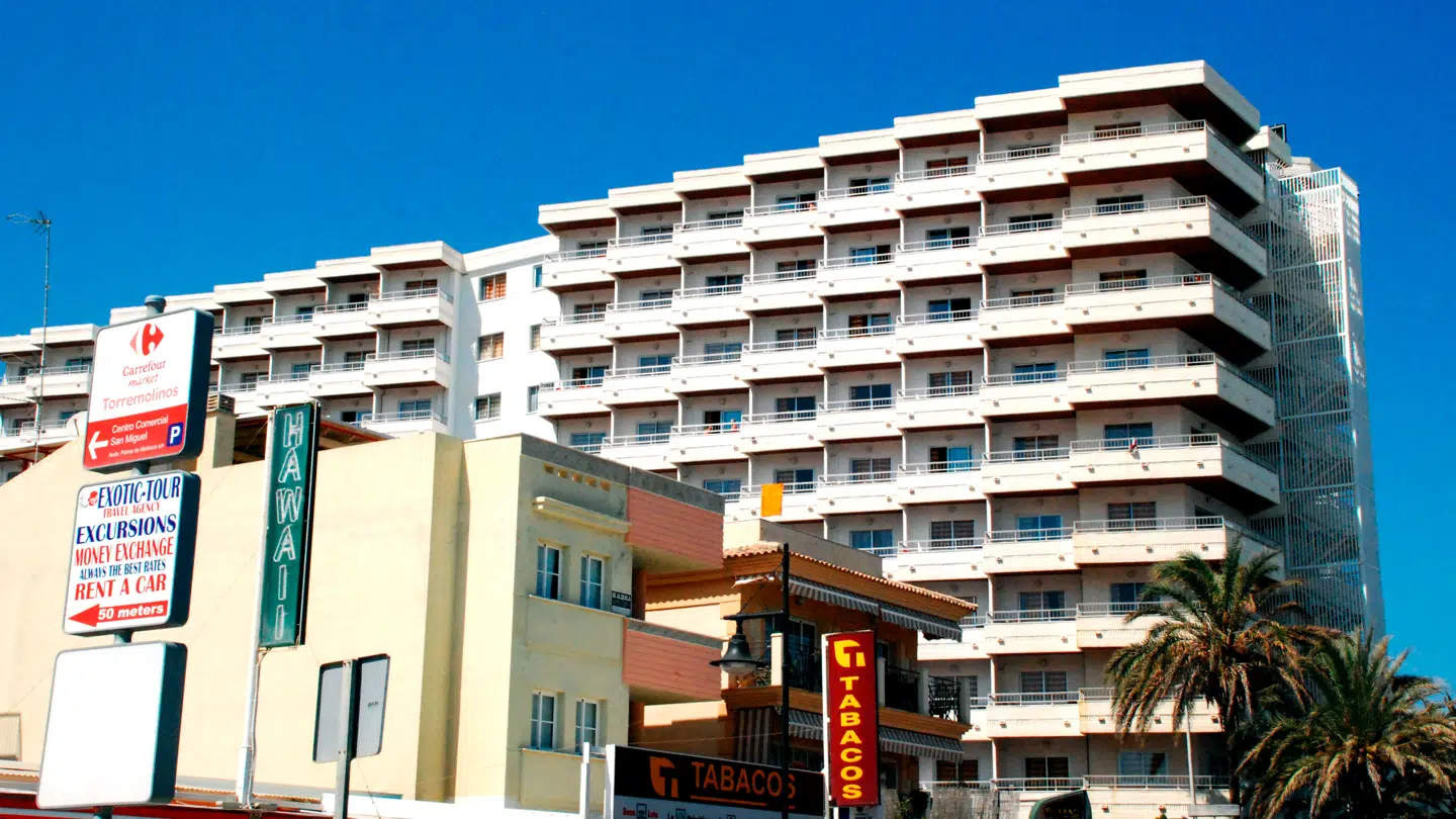 Arkivfoto af hotel i Torremolinos.
