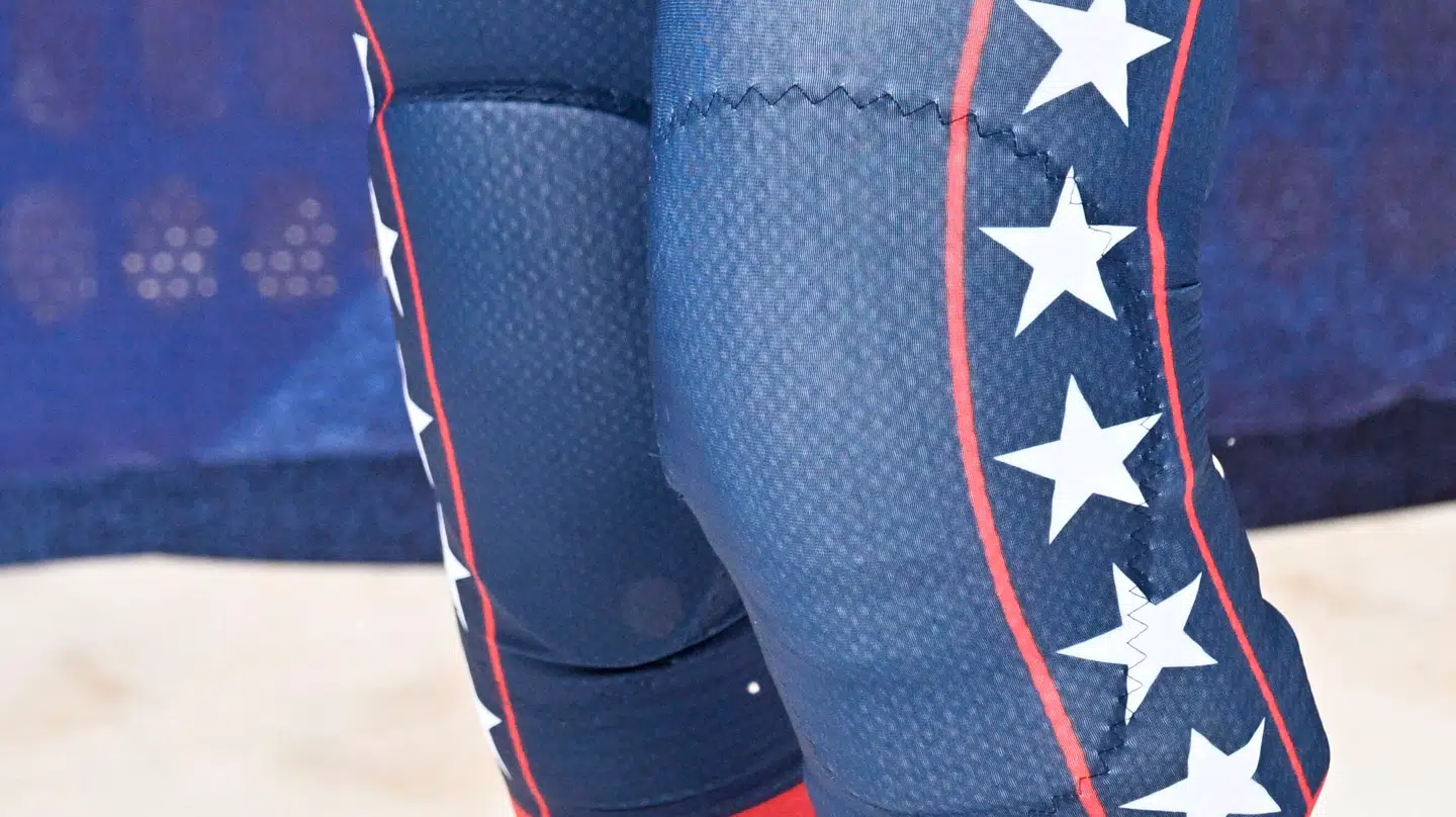 Vonns knæ under en træning inden styrtløbet.