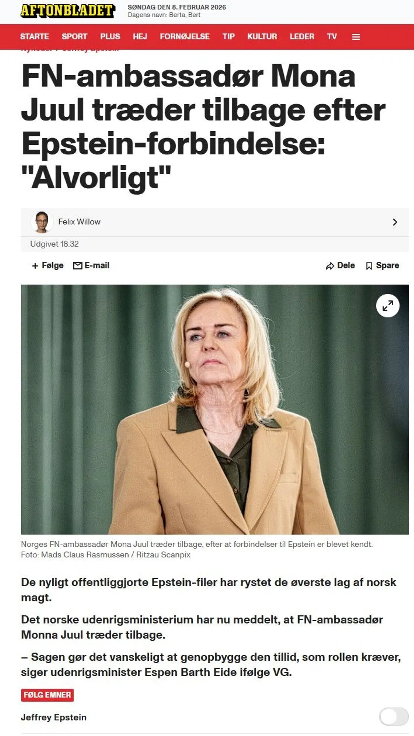 Her ses billedet, som Aftonbladet bragte i forbindelse med historien til aften.