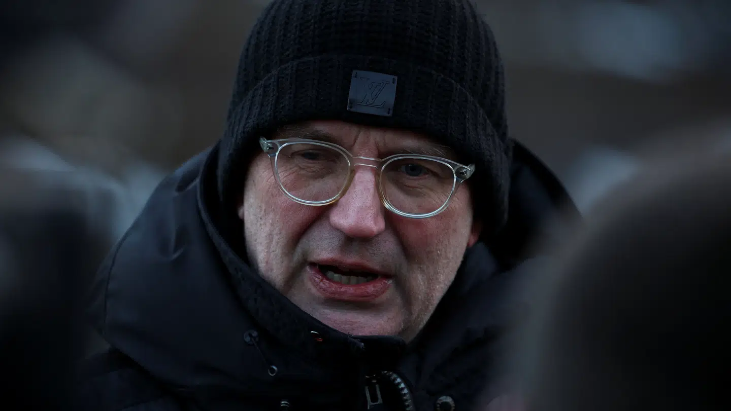 Denmark's Defence Minister Troels Lund Poulsen speaks to the media during his visit at a hydroelectric power plant in Buksefjord, Greenland January 31, 2026. REUTERS/Stoyan Nenov
