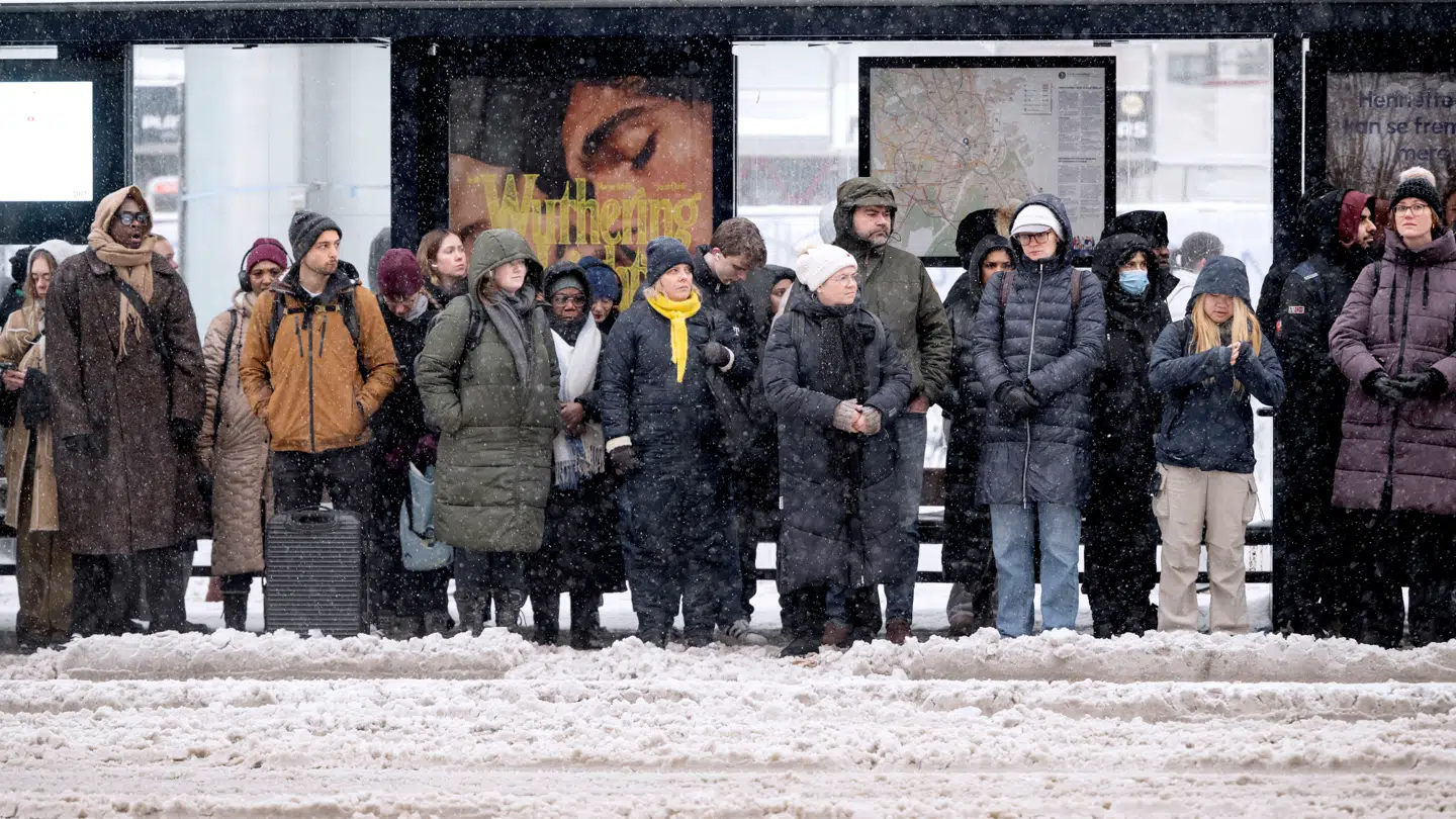 Det er blandt andet ved busstoppestederne, at der kommer høje bunker sne.