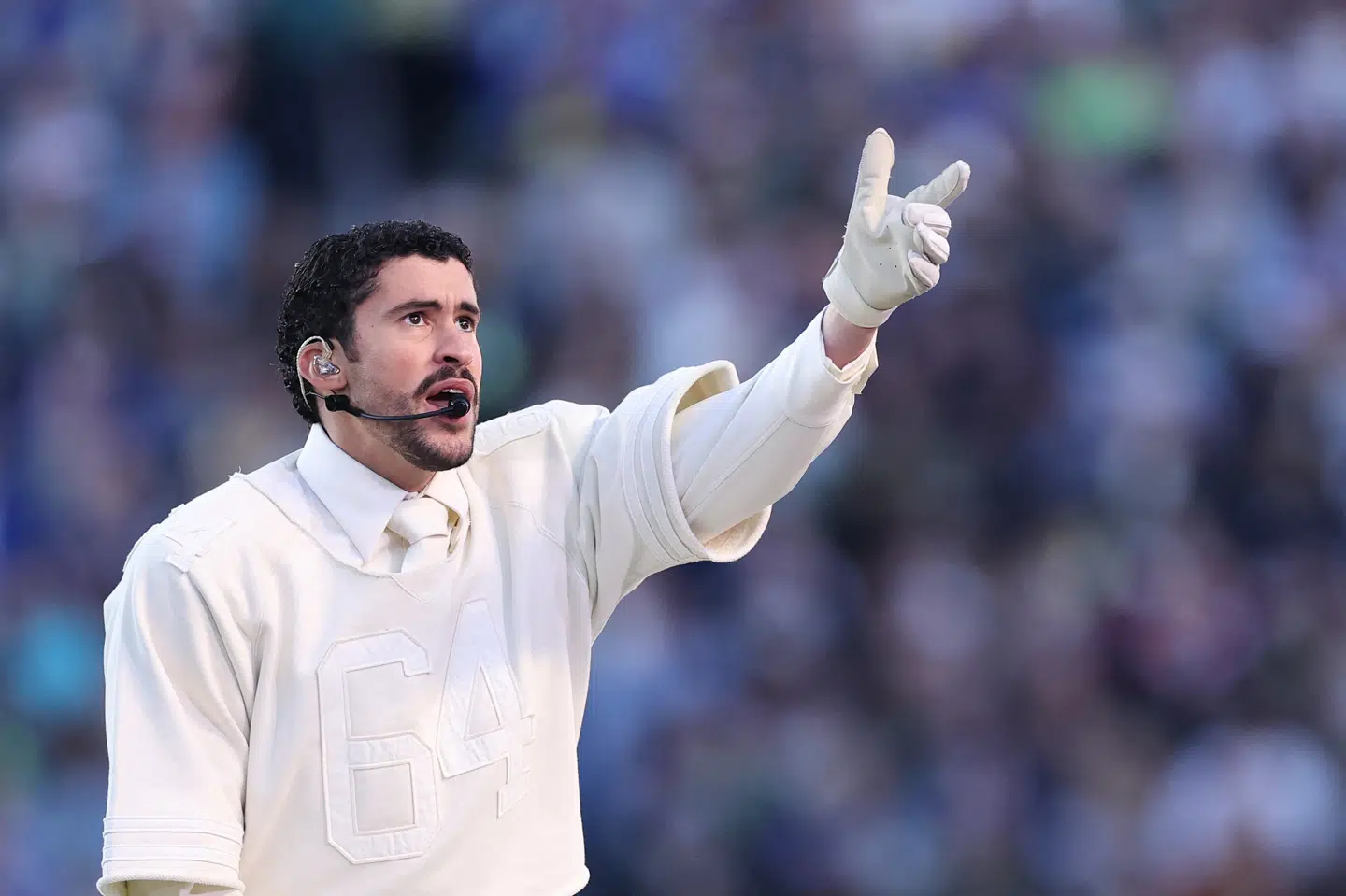 Bad Bunny optrådte natten til mandag dansk tid i pausen ved Super Bowl. (Arkivfoto).