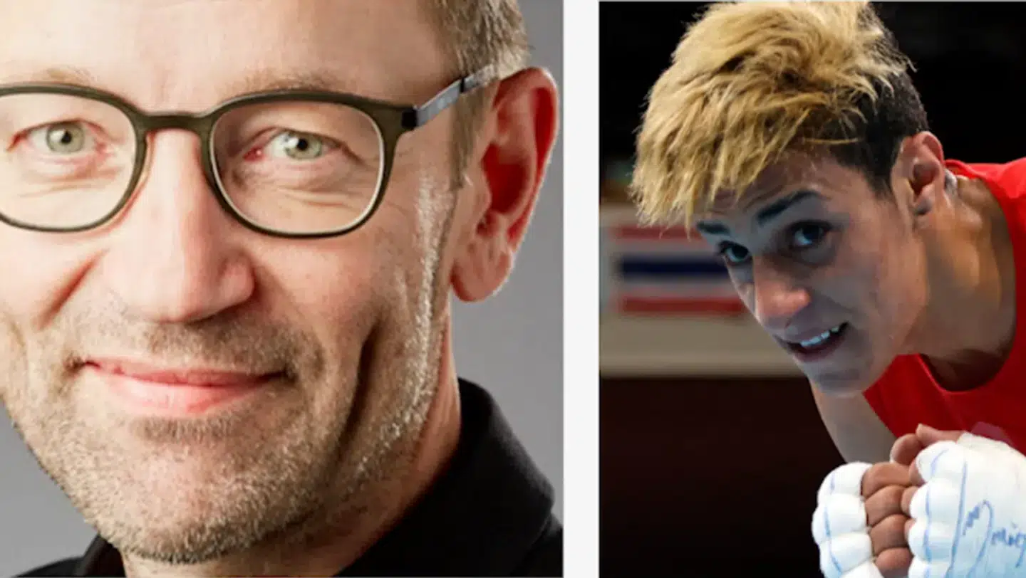 Ask Vest Christiansen, (tv) ph.d. og lektor ved Sektion for Idræt, Institut for Folkesundhed på Aarhus Universitet., og bokser Imane Khelif (th) fra Algeriet.