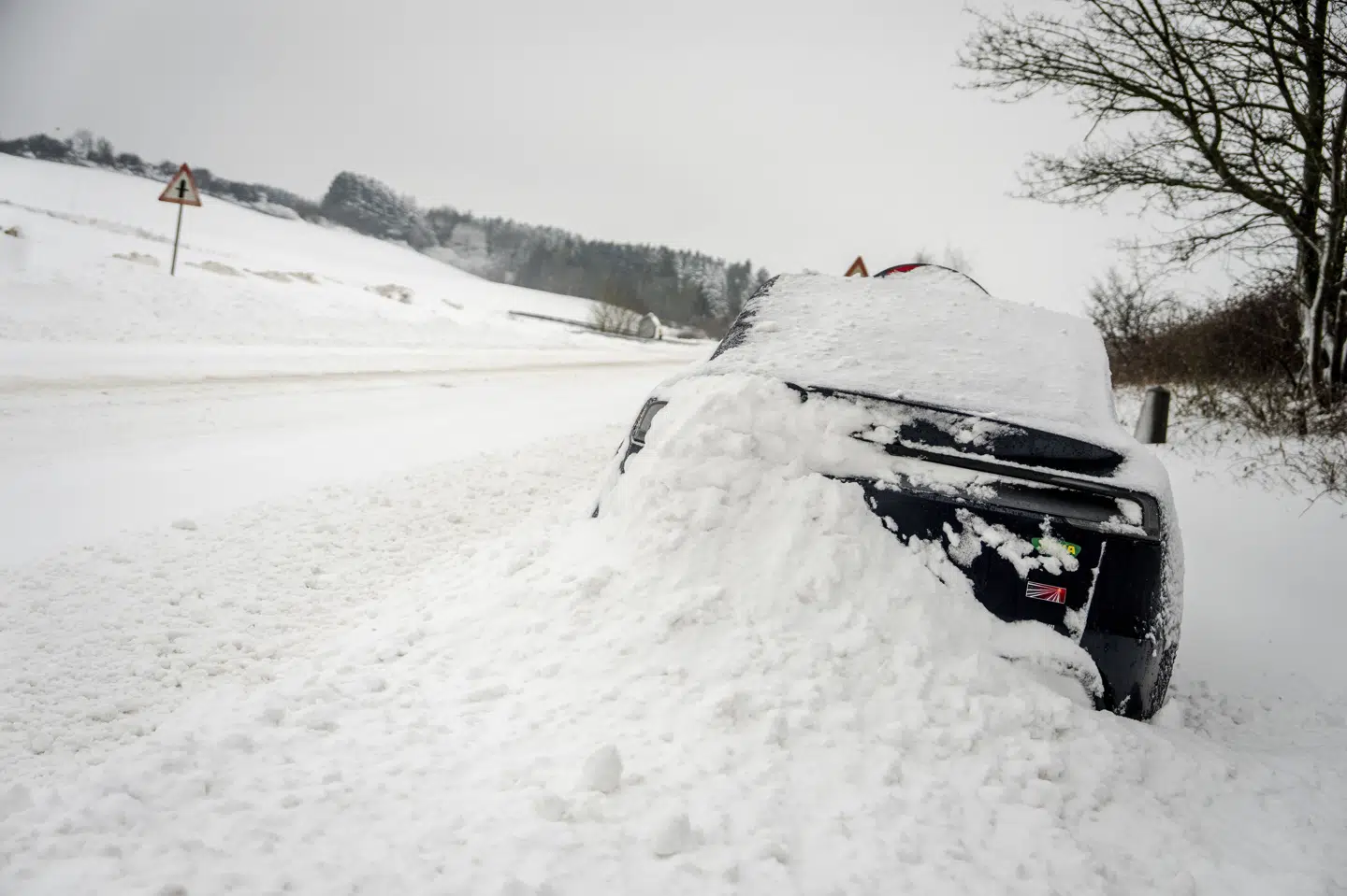 Der har været sne flere steder i landet den seneste tid. Her ses snemasser omkring Engelstrup på Sydsjælland fredag. (Arkivfoto).