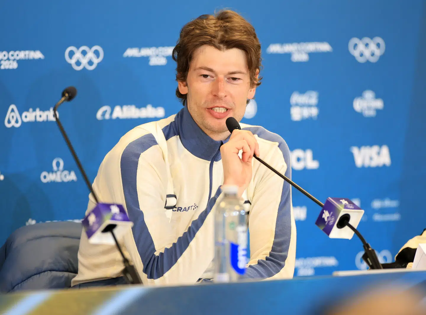 Sturla Holm Lægreid ses her under en pressekonference tirsdag.