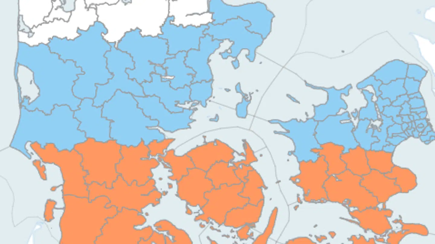 Varslet om snestorm gælder primært for den sydlige del af landet og Bornholm.