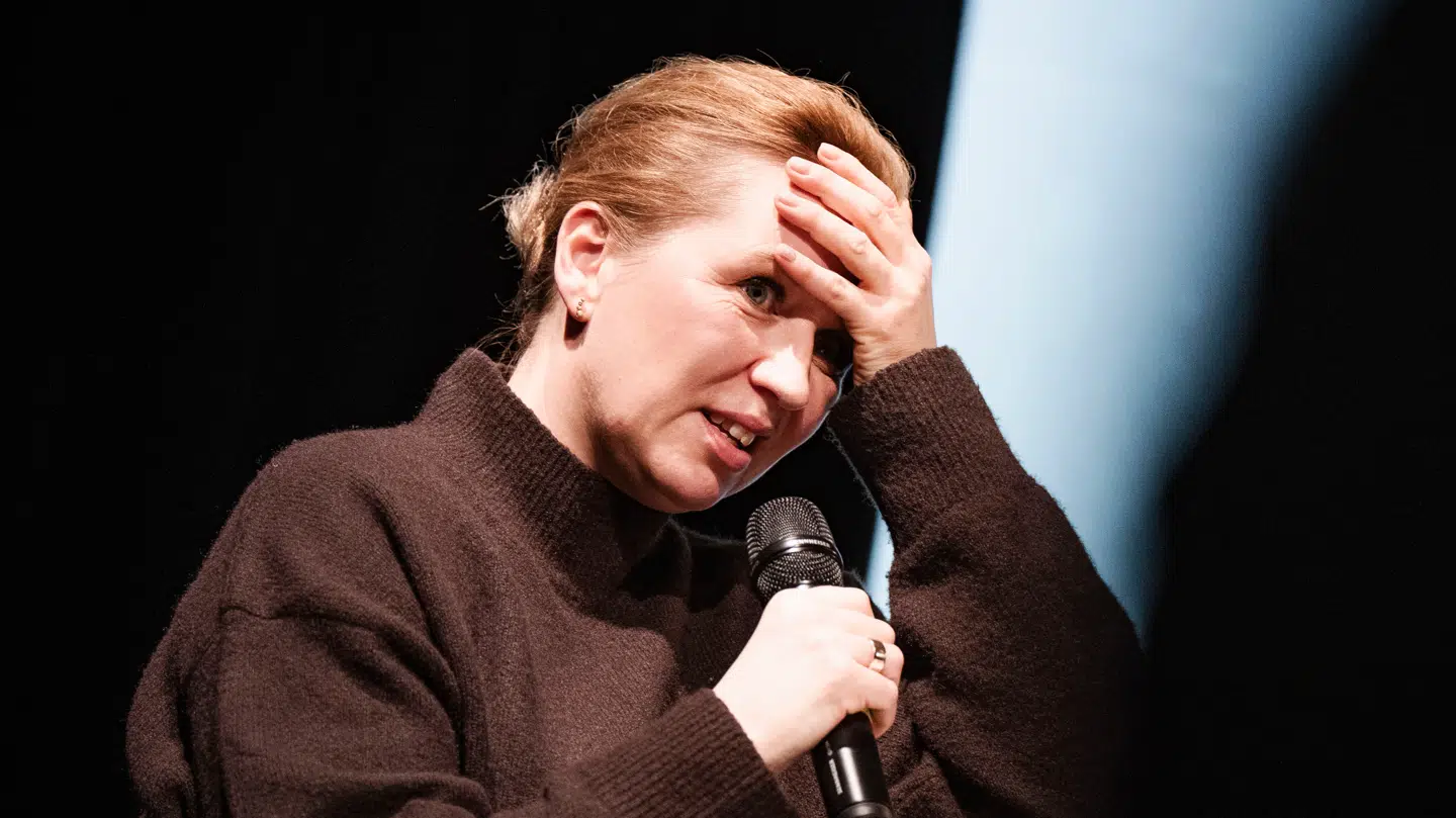 Statsminister Mette Frederiksen (S) på turné med arrangementet "En samtale om verden og hverdagen", på Grønnegade Kasernes Kulturcenter i Næstved onsdag den 4. februar 2026. Næstved er i dag første stop på turnéen, som de næste dage også kommer forbi Kolding og Aalborg.. (Foto: Sebastian Elias Uth/Ritzau Scanpix)